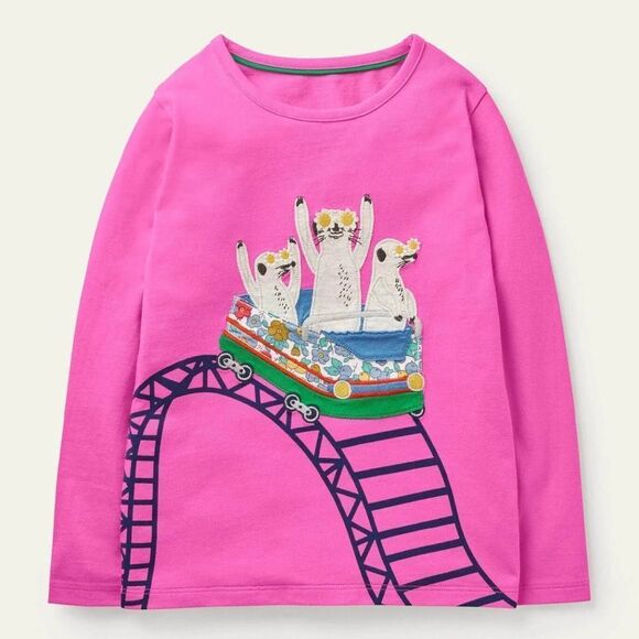 Mini Boden Other - Mini Boden Lemur Giraffe Amusement Park Appliqué Top Sz 6-7